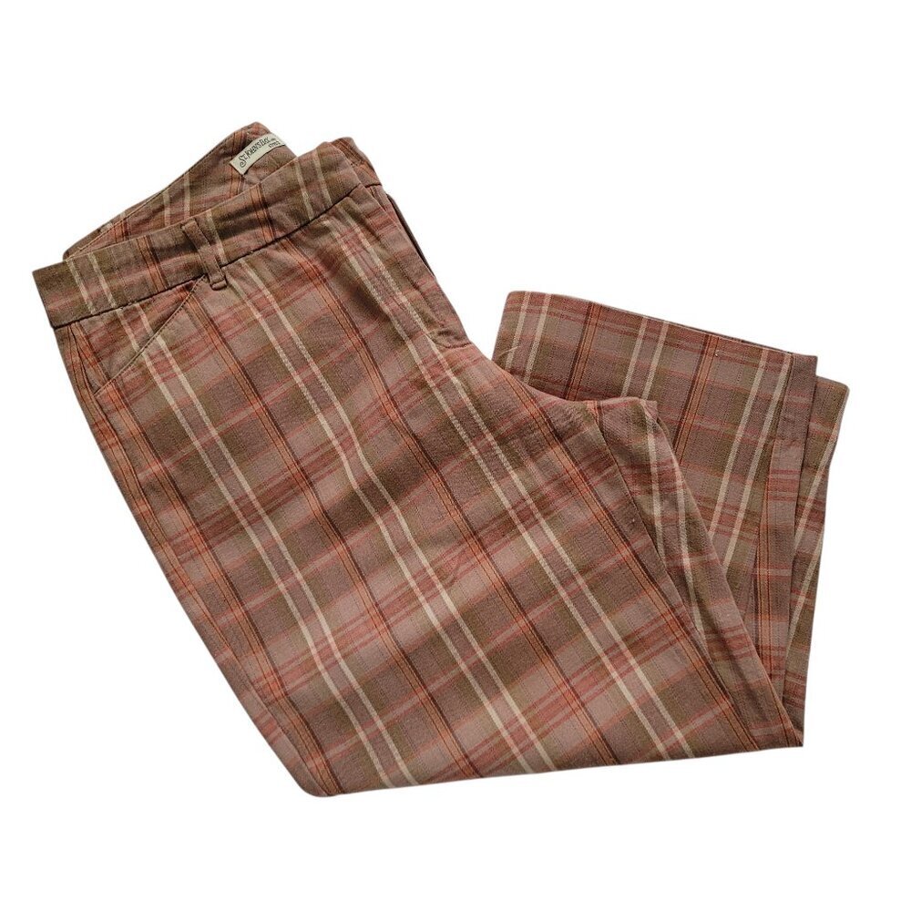 ST JOHNS BAY PLAID CROP PANTS 12 PETITE